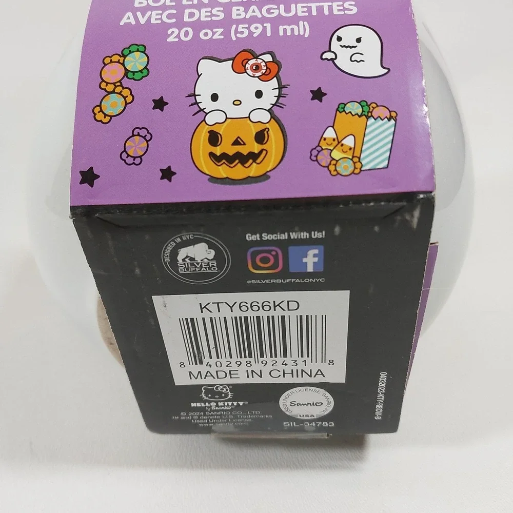 Hello Kitty‎ Ceramic bowl With Chopsticks Halloween Large New Sanrio
